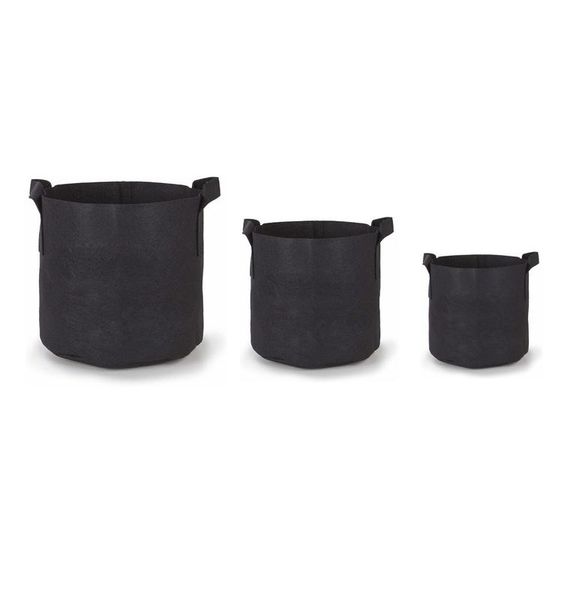 Fabric Planting Pot - 37, 27 &amp; 19 Litres (Set of 3) Black