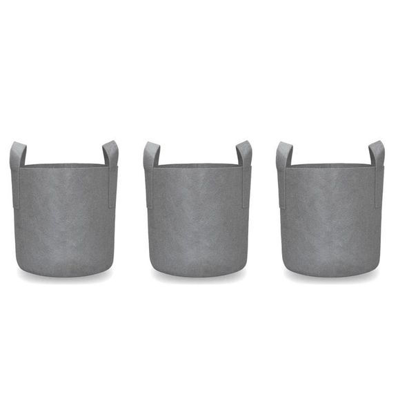 Fabric Planting Pot - 11 Litres (Set of 3) Grey