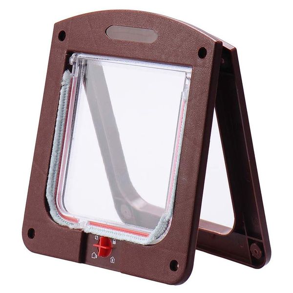 4-Way Lockable Pet Flap Door - Coffee