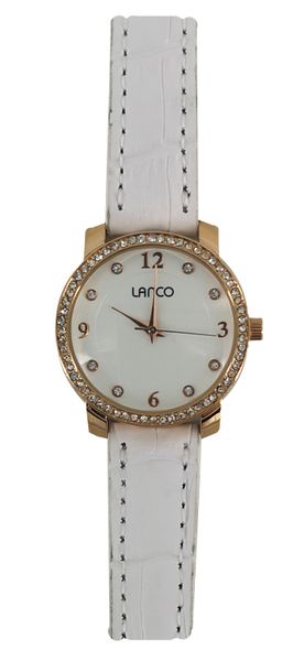 Lanco Women's Elegant White Rose Gold &amp; Stone Watch - 1751522