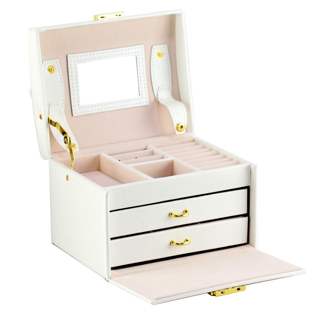 Multifunctional ThreeLayer Jewelry Storage Organizer Lockable Box