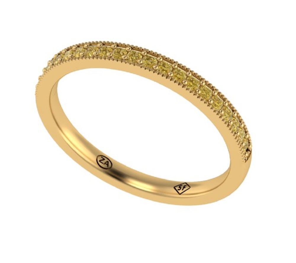 18CT Yellow Gold Half Eternity Ring With 20 Canary Princess Cut ...