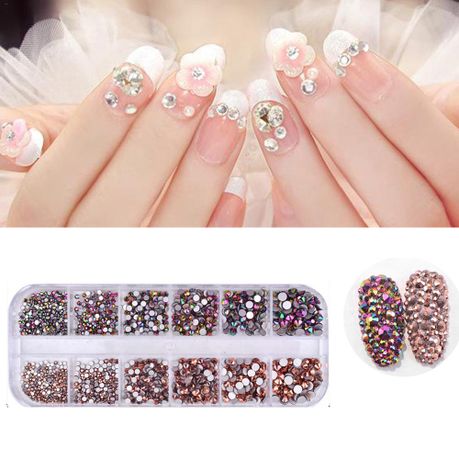 12 Grids DIY Multi Colour Nail Crystal Rhinestones for Nail Art Decorations  | Buy Online in South Africa 
