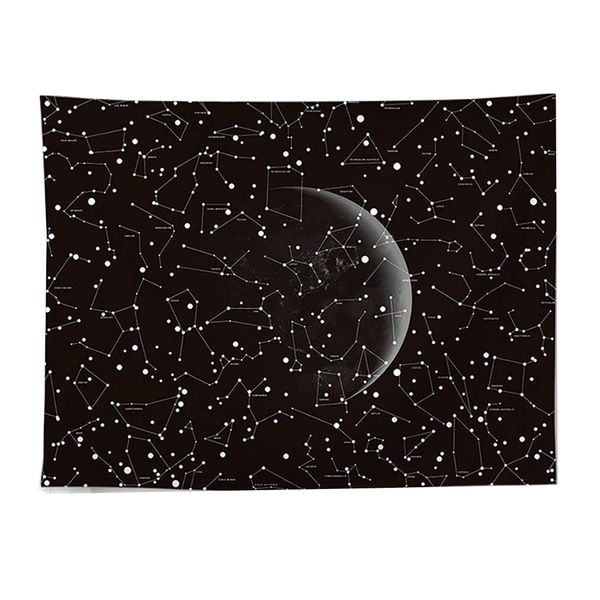 Black Star Galaxy Moon Constellations Tapestry Wall Blanket for Room D cor