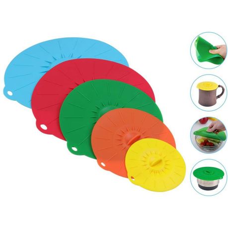 WALFOS Set of 5 silicone Microwave bowl cover cooking pot pan lid