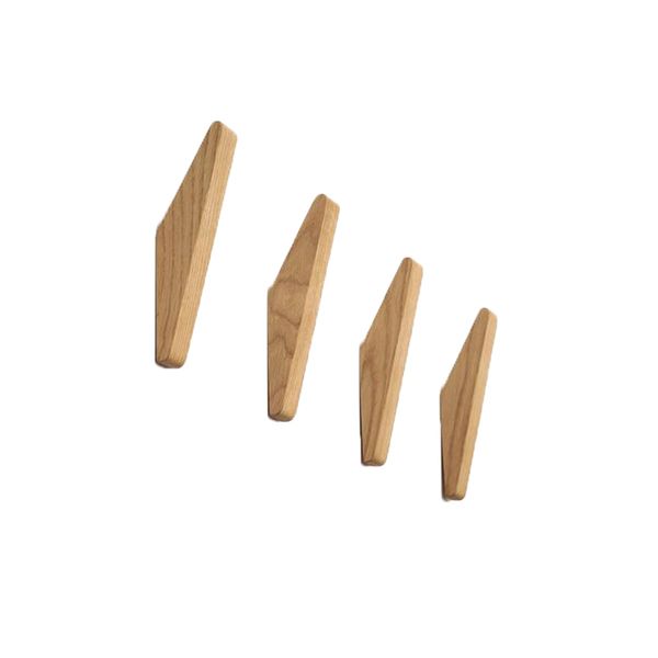 4 Piece Natural Wooden Wall Mounted Coat Hooks