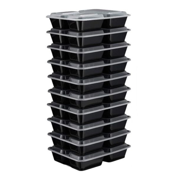 Meal Prep Containers 3 Compartment with Lids Portion Control - Set of 10