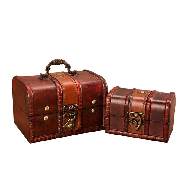 2 Piece Vintage European Style Lockable Wooden Case for Storing Jewelry