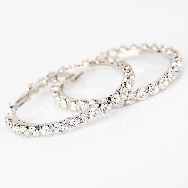 Cubic Zirconia Women's Hoop Earrings - 55mm
