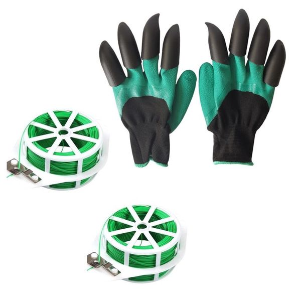 Gardening Strap Twist Tie 50M set of 2 with Gloves