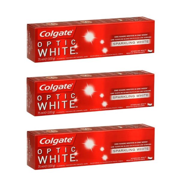 Colgate - Optic White Fluoride Toothpaste - Sparkling White (3 x 75ml)