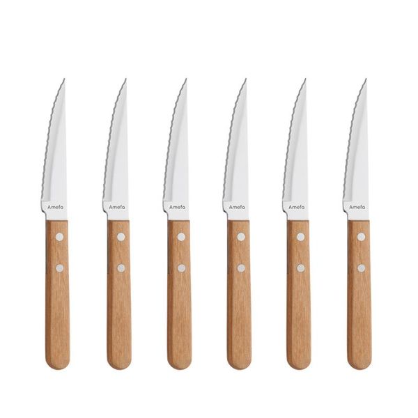 Amefa Steak Knives Wood 6 Piece