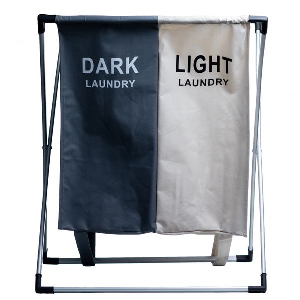 Laundry Basket 2 Section Hamper Washing Storage Basket