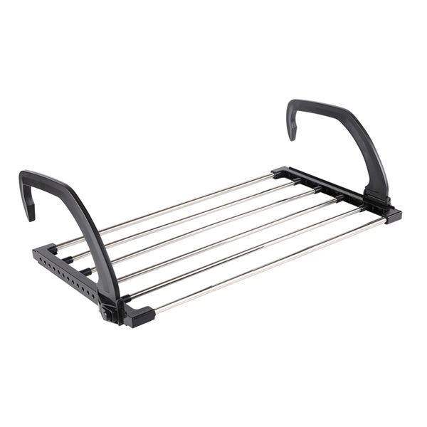 Multifunctional Folding Balcony Laundry Towel Drying Rack-Black