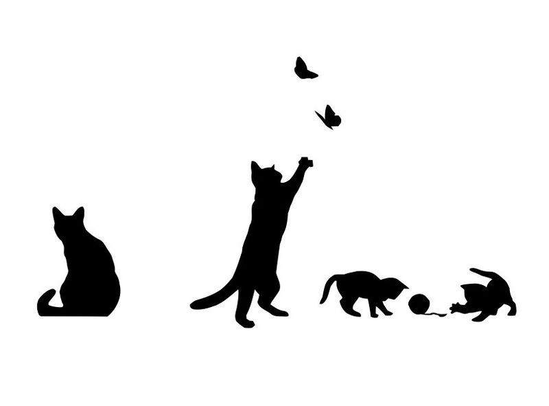 Sticker Art: Wall Sticker Playful Cats - Black