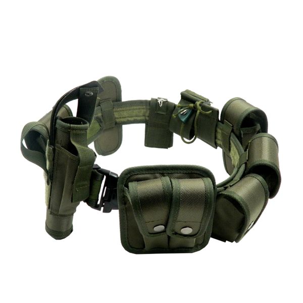Tactical Military Belt Kit with 9 Detachable Pouches - Army Green