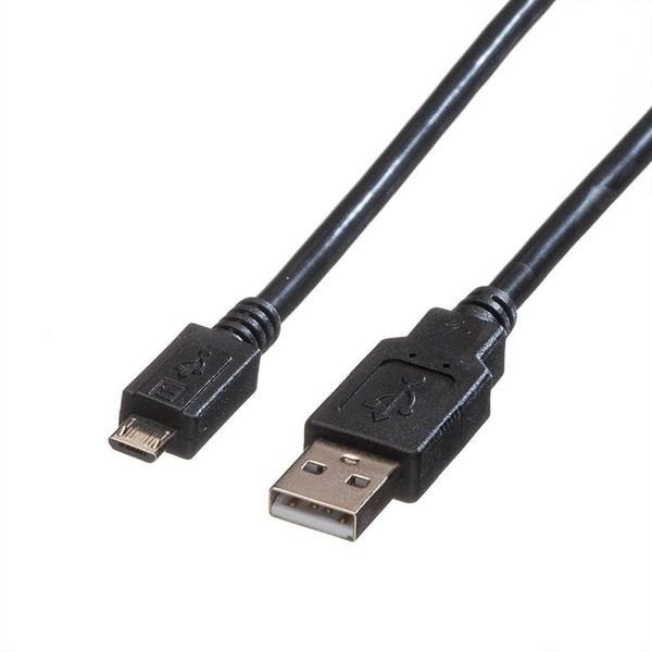 USB Cable, 2m,USB to Micro USB, Black - MC000950, Multicomp