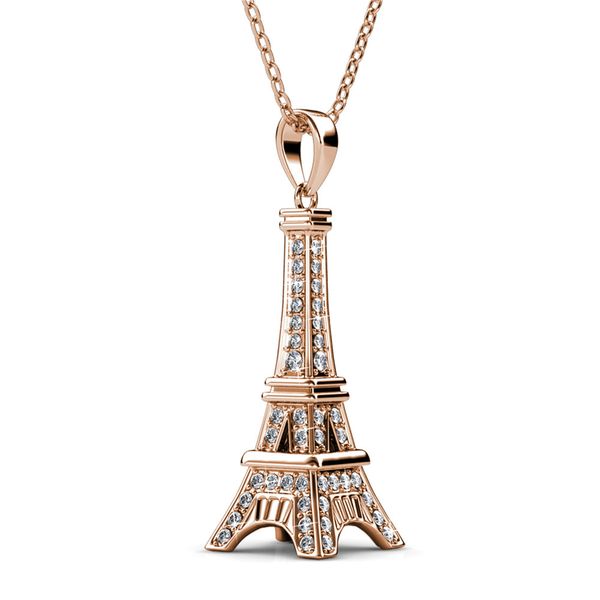 Destiny Paris Eiffel tower Necklace with Crystals from Swarovski-White