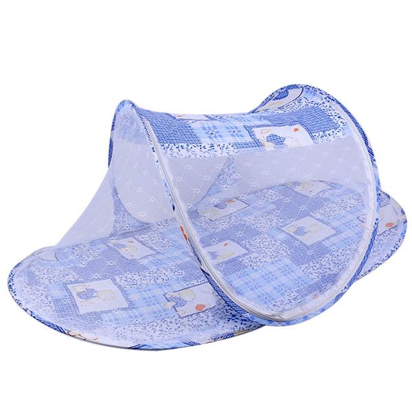 Portable Baby Travel Bed Crib Mosquito Mesh Net - Blue with Bears