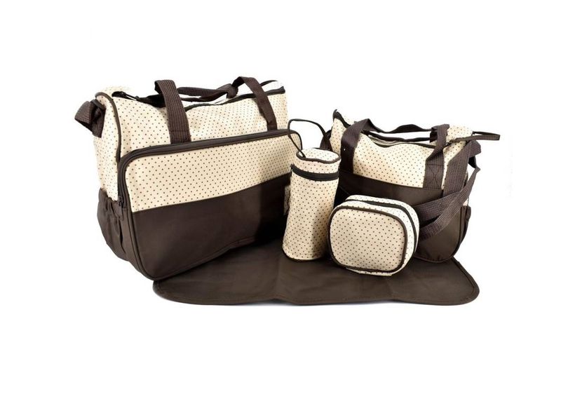 5 Pieces Multifunctional Mother Baby Diaper Traveling Bag- Red
