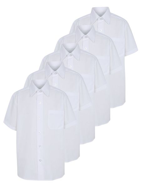 George Boys Short Sleeve School Shirt 5 Pack - White - Parallel Import