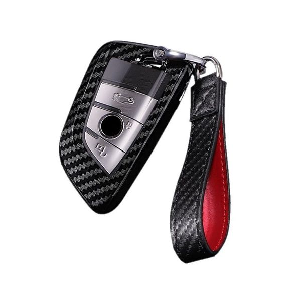 BMW G Series - Carbon Key Cover - Black and Red Strap