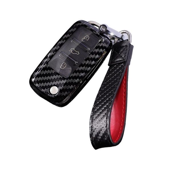 VW Golf/Polo - Carbon Key Cover - Black and Red Strap