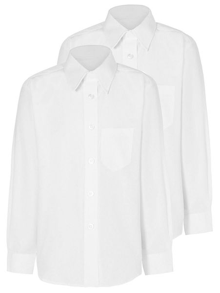 George Boys Plus Fit Long Sleeve School Shirt 2 Pack - White - Parallel Import