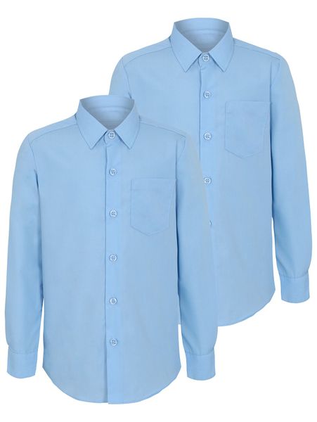 George Boys Long Sleeve School Shirt 2 Pack - Baby Blue - Parallel Import
