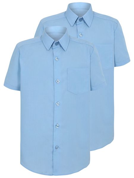 George Boys Slim Fit Short Sleeve School Shirt 2 Pack - Baby Blue - Parallel Import