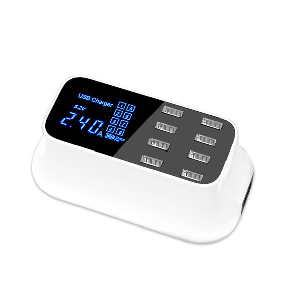40W LED Display 8 Port USB Charger Station
