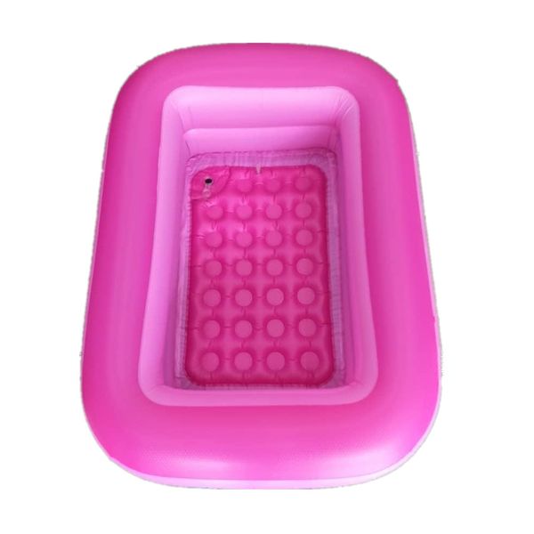 Kids Inflatable 2 Rings Rectangular Swimming Pool - Pink