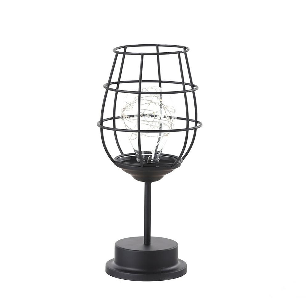 Creative Holiday Retro Iron Art Minimalist Hollow Wine Glass Table Lamp