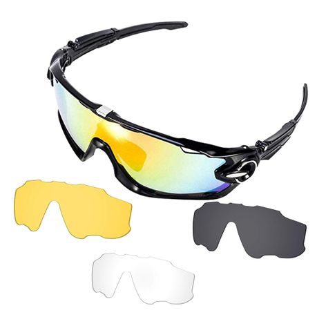 UV400 Polarized Men Sports Bicycle Glasses with 3 Interchangeable Lenses, Shop Today. Get it Tomorrow!
