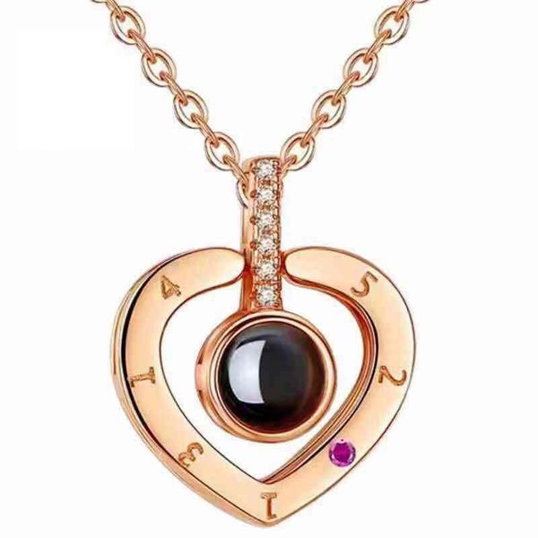 Rose Love Languages Heart Pendant - Silver