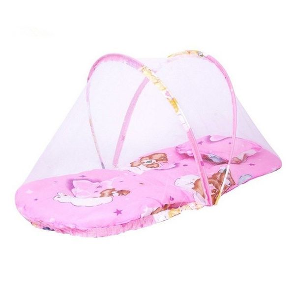 Folding Mosquito Net Bed - Pink