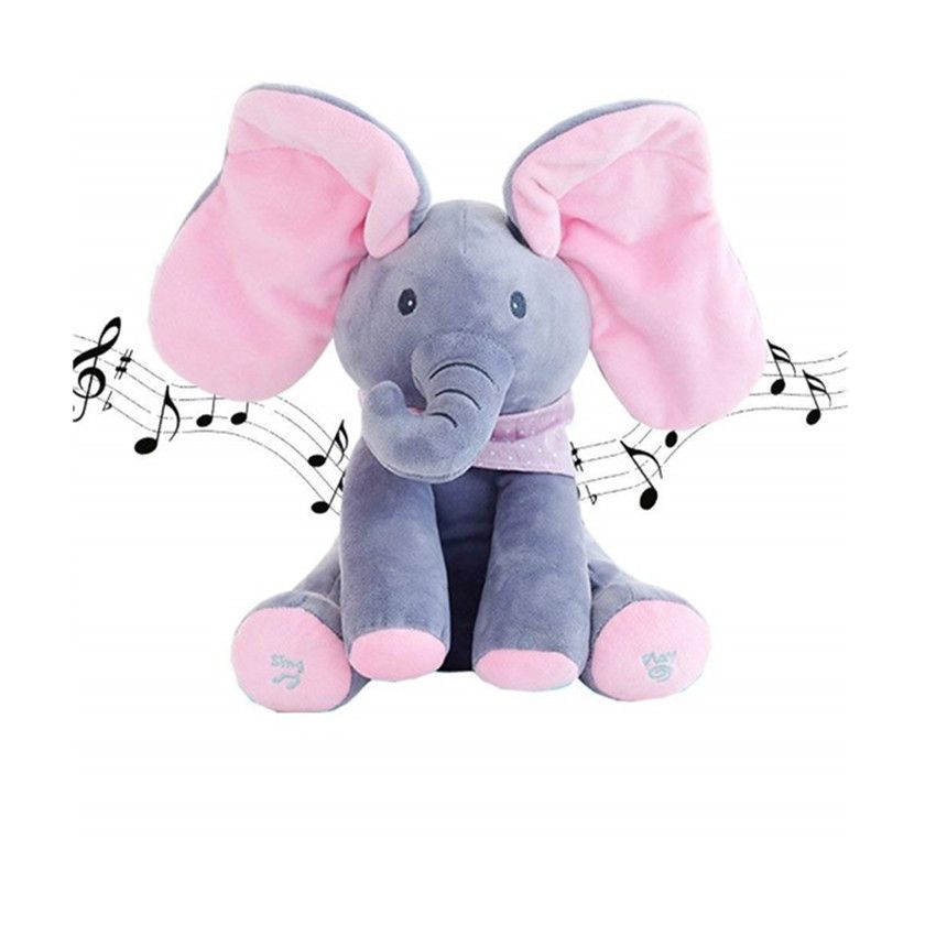 Talking elephant plush store toy with music