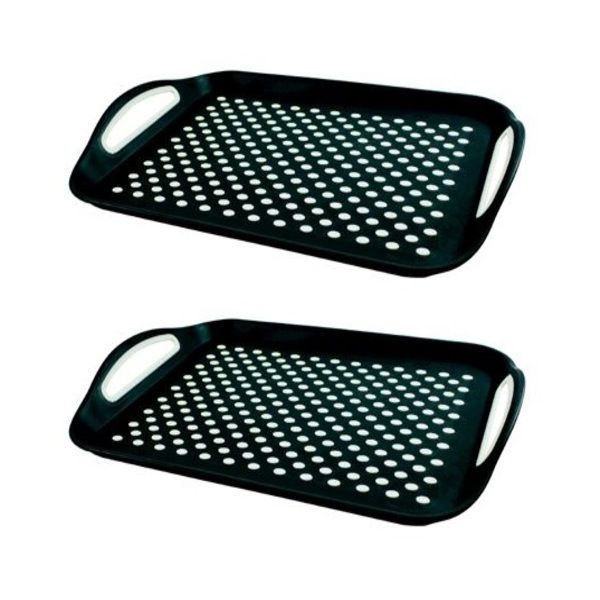 2 Anti Slip Serving Trays - Black