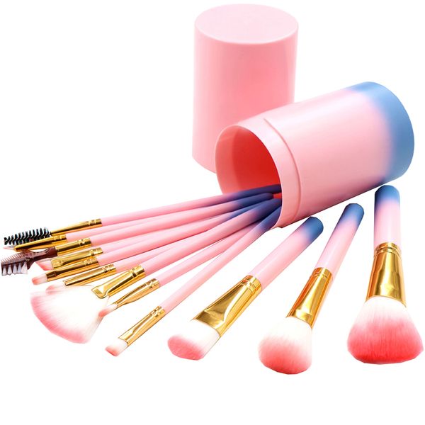 Professional 12 Piece Makeup Brush Kit with Storage Box - Black