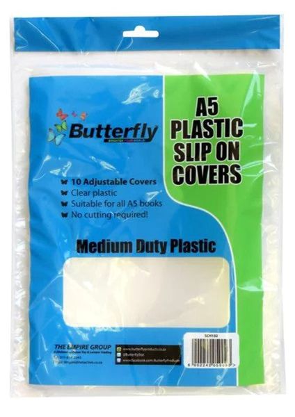 Butterfly A5 Plastic Slip-on Clear Covers - 10s (Pack of 3)
