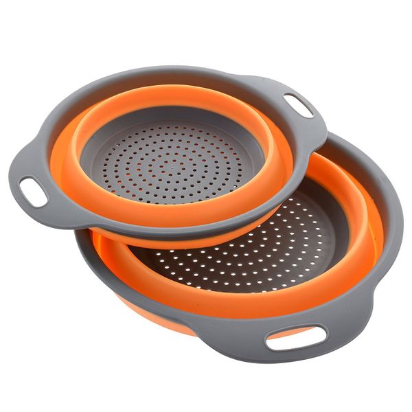 2 Pieces Set Collapsible Colander Set - Orange