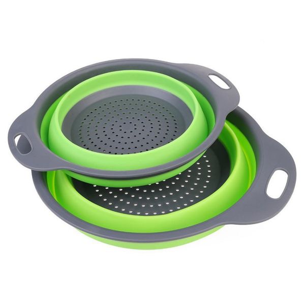2 Piece Set Collapsible Colander Set - Green