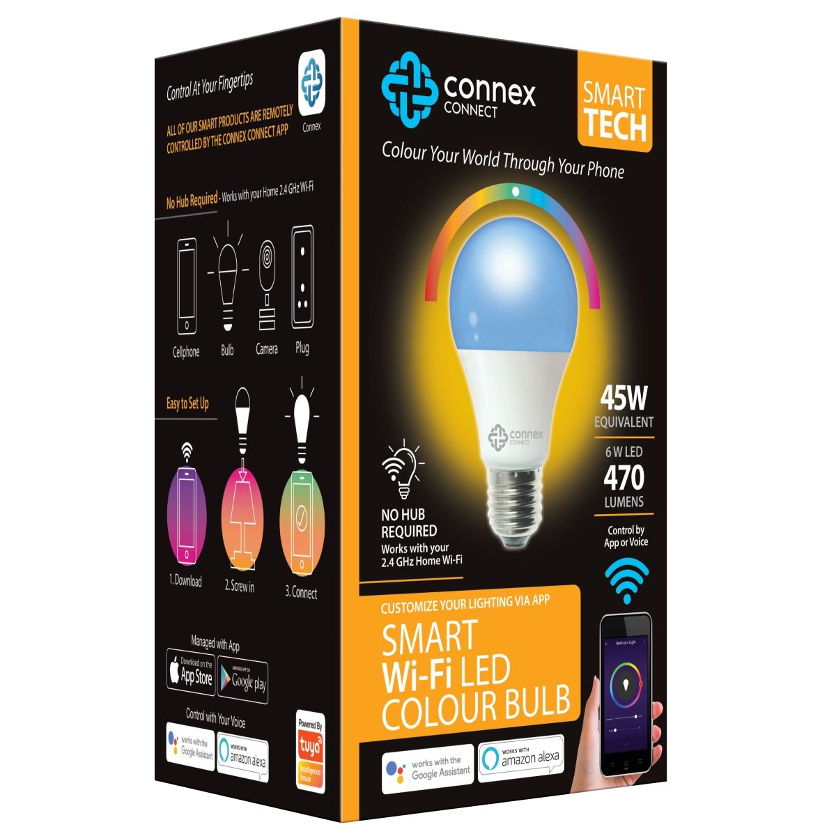 connex connect smart tech 6 w led rgbw screw bulb