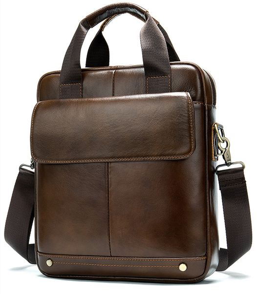 Casual Genuine Leather Cowhide Should Bag - 8579 - Coffee