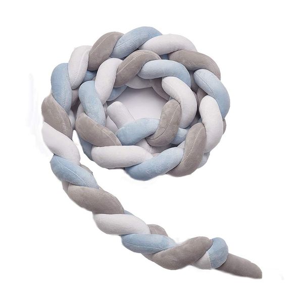 Totland Baby Braided Crib Bumper 2M - Grey,Blue &amp; White