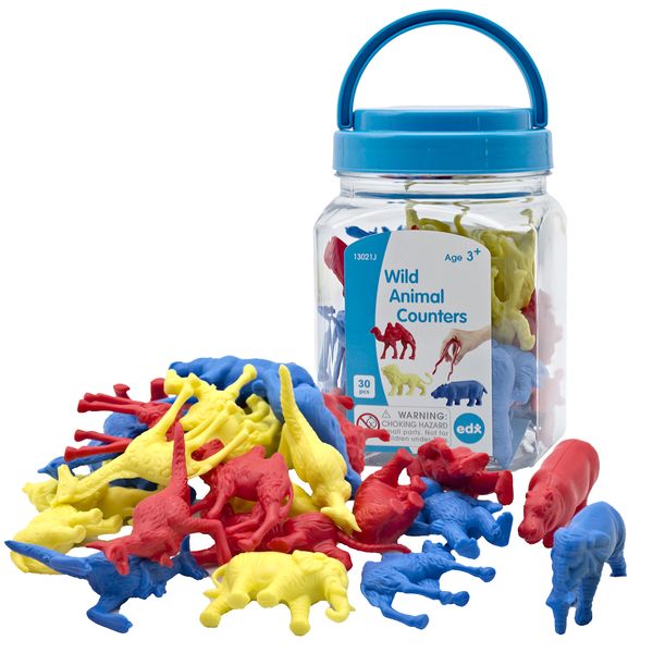EDX Education Wild Animal Counters with Tweezers: 30 Pieces