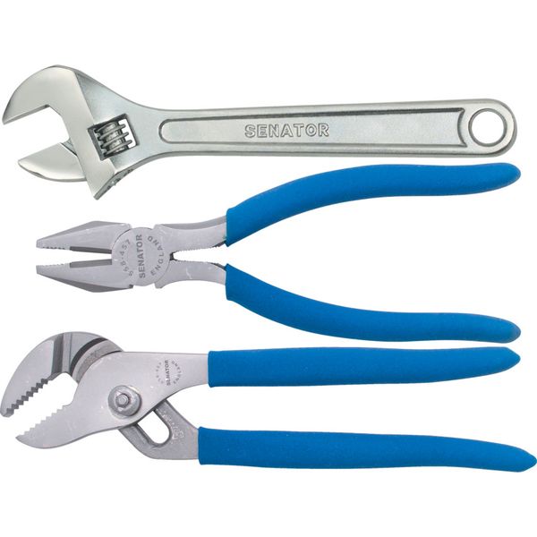 Cv Plier Wrench Set 3 Piece Satin Finish