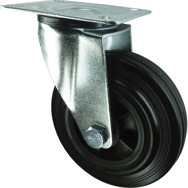 Atlas Swivel Plate 200Mm Rubbertyre Poly Centre