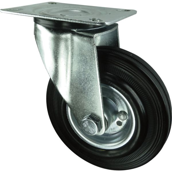 Atlas Swivel Plate 160Mm Rubbertyre Steel Centre