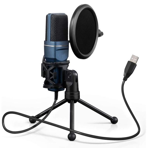 USB Microphone Pop Filter+Stand, Gaming, Podcast, Stream, PC, Mac